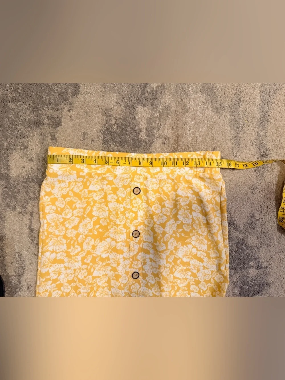 89+Madison Yellow Floral Button-Front Ruffle Hem Skirt